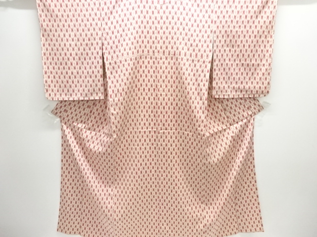 大正ロマン　幾何学模様織出しお召し単衣着物